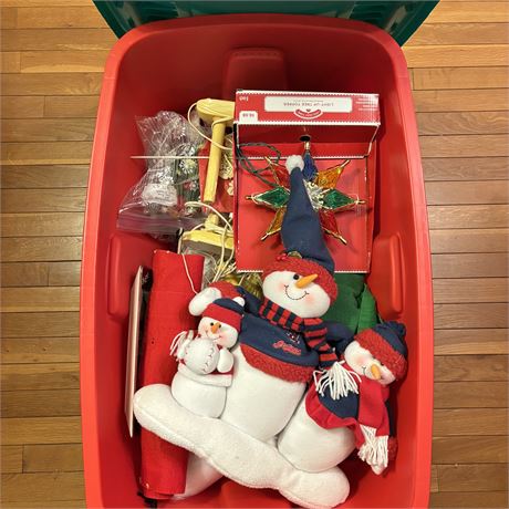 Mixed Storage Bin w/ Christmas Decorations & More (Red/Green Bin 2)