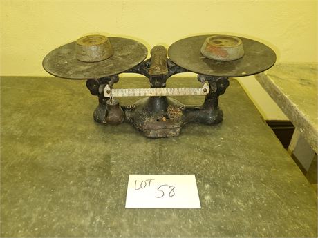 Jacobs No. 2 Cast Iron Balance Scale with Weights