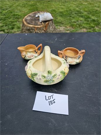 Roseville Sugar/Creamer & Handled Basket