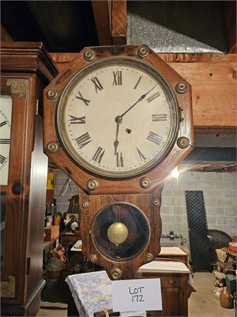 Ansonia Wall Clock with Brass Adornment & Key