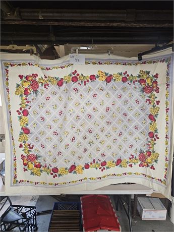 Vintage 1950's Fruit Cotton Tablecloth
