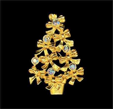 Vintage Avon Christmas Tree Brooch - 2.25"H