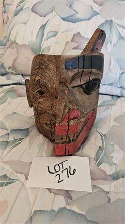 Handcrafted Native Design Wood Bear Face Mask