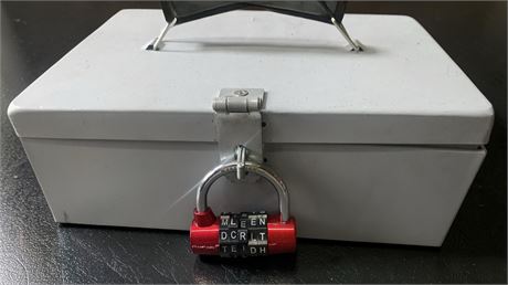 Grey Metal Combination Padlock Cash Box