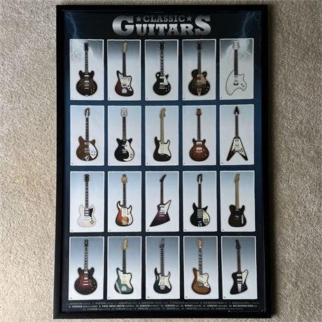 Classic Guitars Framed Poster Printed in UK