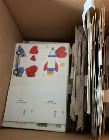 Small White Cardboard Gift Box & Valentines Day Stickers Lot