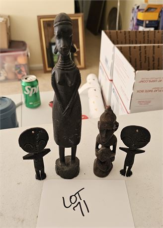 Wood Carved Ashanti Fertility Dolls, Hand Carved Ebony African Lady & South