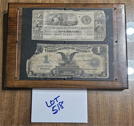 1899 Black Eagle Silver Certificate, 1835 Washington County Bank $5 Note