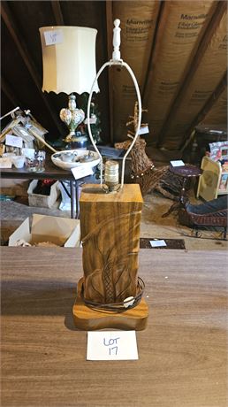 Carved Wood Table Lamp