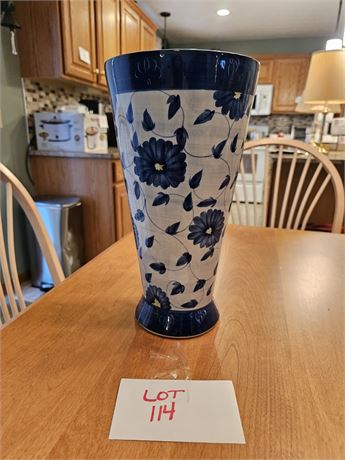 International Bazaar Ceramic Blue & White Floral Vase