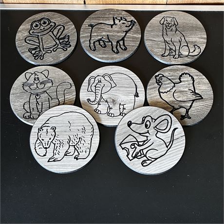 CNC Engraved Animal Themed Vinyl Drik Coasters