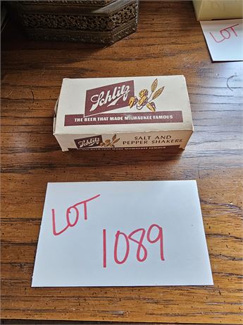 Vintage Schlitz Beer Salt & Pepper Shakers in Original Box