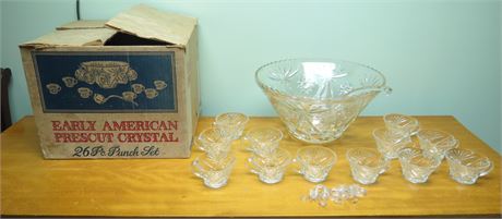 "Early American" Prescut 26 Pc. Punch Bowl Set