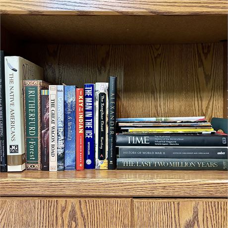Mixed Books Shelf Lot - History, Native American, Military Interest, Etc.