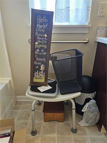 Shower Chair, Waste Basket, Toilet Paper Holder & More