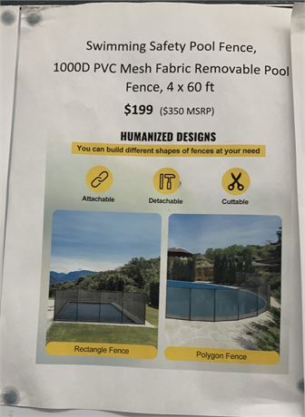 Removable Swimming Safety Pool Fence 1000D PVC Mesh Fabric 4 x 60 ft