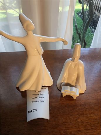 White Porcelain Turkish Sufi Whirling Dervishes In Yildiz Sema Ceremonial Dance