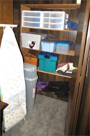 Closet Cleanout: Organizers, Totes, Ironing Board, Bags