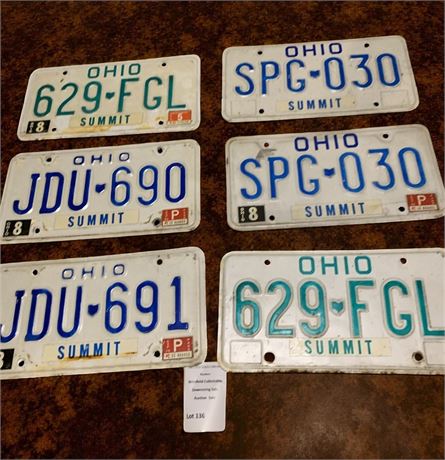 Metal State of Ohio Summit County License Place Lot of 6