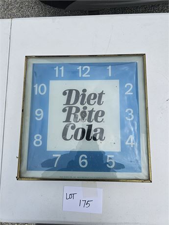 Vintage Diet Rite Cola Clock - NO HANDS