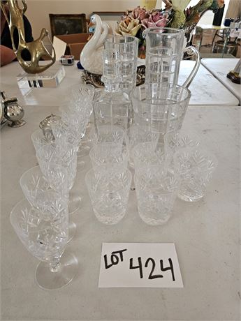 Wedgewood Decanter/Vase/Ice Bucket/Pitcher & Crystal High Ball + Wine Glasses