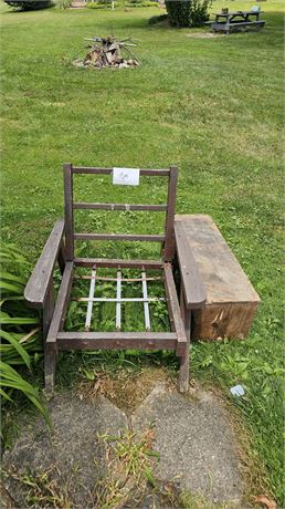 OUTDOOR WOOD CHAIR & WOOD BENCH