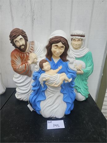 Vintage Blown Mold Outdoor 3 Piece Nativity Set Grand Venture