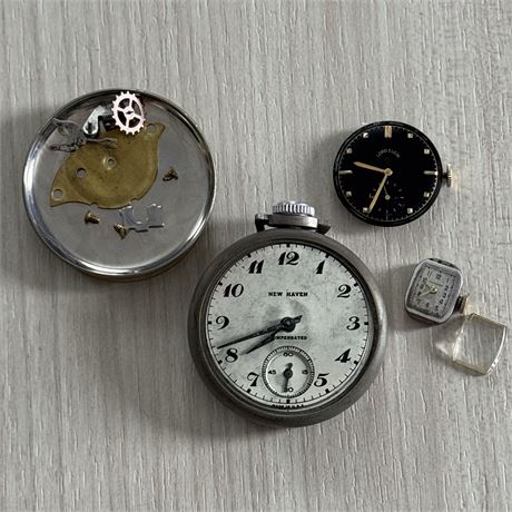 New Haven Pocket Watch For REPAIR & Add't Lord Elgin, Hampden Parts/Pieces