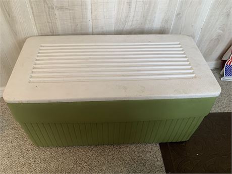 Large Vintage Olive Green Cooler Ice Chest With White Removable Lid