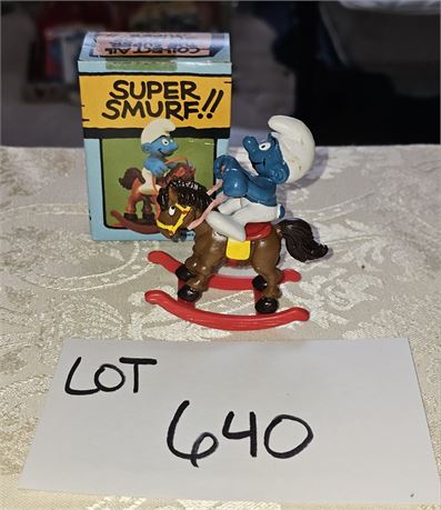 Original Peyo PVC Super Smurf Rocking Horse in Box