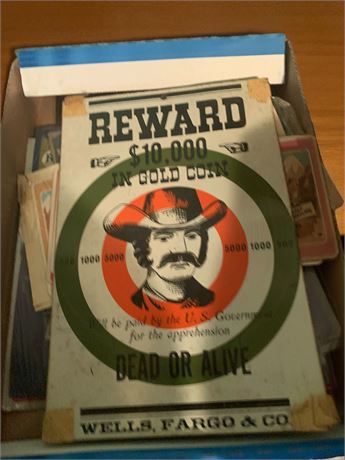 Toy Wells Fargo Wanted Poster & Vintage Paper Doll Lot