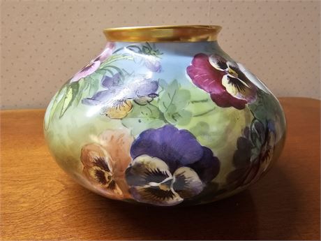 Austria Hand Painted Violet Floral Vase