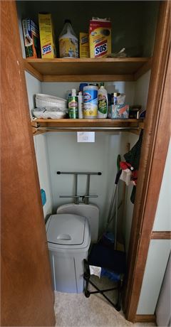 Closet Cleanout- Cleaners/Chemicals, Trash Can, Folding Kids Chair & More