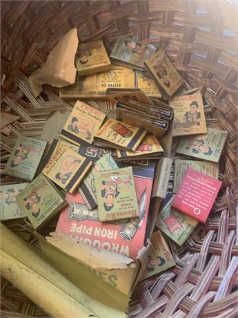 Wicker Basket Full of  Mamma Mia! Matchbooks & More