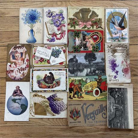 Collection of Antique Postcards - Embossed, Holiday, Souvenir