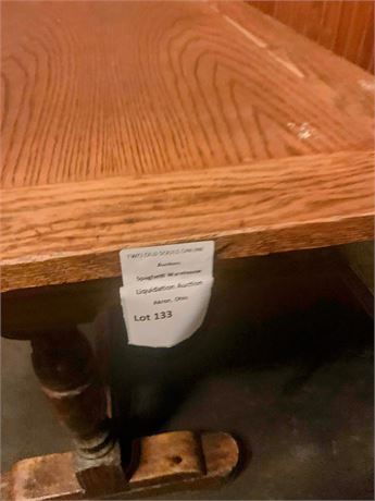 Light Oak Draw-Leaf Dining Table W/Trestle Base