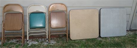 2 Folding Tables, 3 Folding Chairs