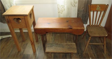 Table, Benches, Doll Chair