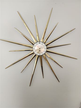 Large MCM Brass Roxhall "Starburst" Clock