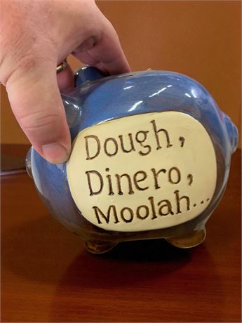 Ceramic Piggy Bank Lot of 2 - Dough, Dinero, Moolah & Chocolate Splurge