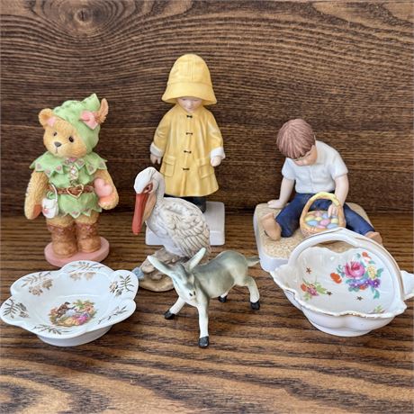 Mixed Collectibles Lot - River Shore, Animals, Limoges, Made in Japan