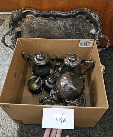 Silver Plated Sheridan Teapots, Warmer, Sugar, Creamer & More