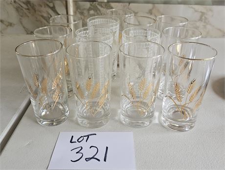 Vintage Libby Gold Wheat Glasses & More