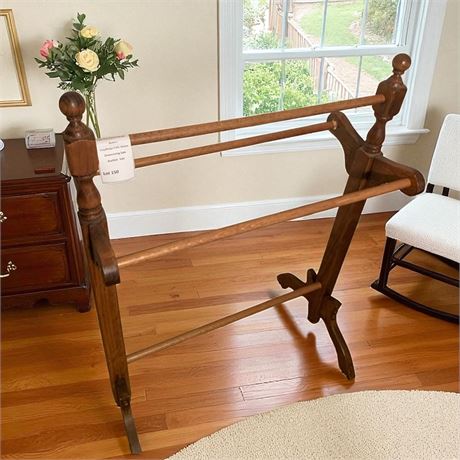 Oak Quilt Rack Wooden Blanket Towel Holder Hanger Storage