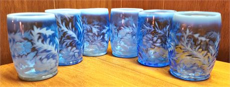 Fenton Blue Frosted Opalescent Cups