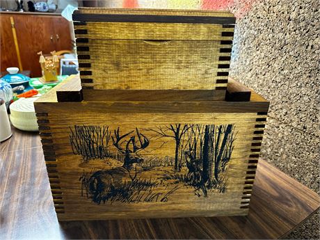 Wood Chests With Deer Decoration