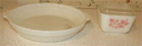Pyrex Pink Gooseberry Refrigerator Dish, Pyrex Pie Dish