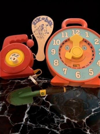 Vintage Toy Lot Including Mattel Clock (Works)