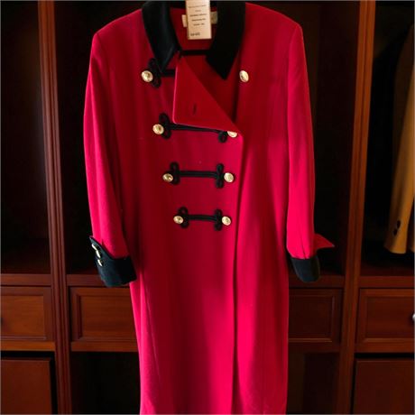 Christian Dior Military Style Red Lambswool Coat Ing. Loro Piana & C. Italy