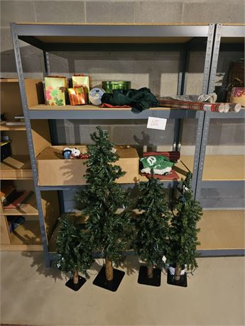 Mixed Christmas Lot- 3 & 4 Ft Artificial Trees, Wrapping & More